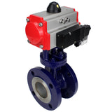 Vanne papillon d'eau Elephant WBV3EX-3432M-1W-F-ISO, matériau du corps - Acier au carbone, matériau du disque - Acier inoxydable AISI 316, joint - Métal, actionneur pneumatique PA-SA avec ressorts de rappel, 4M310-08 24V
