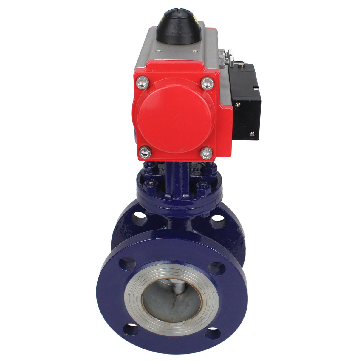 Vanne papillon d'eau Elephant WBV3EX-3432M-1W-F-ISO, matériau du corps - Acier au carbone, matériau du disque - Acier inoxydable AISI 316, joint - Métal, actionneur pneumatique PA-SA avec ressorts de rappel, 4M310-08 24V