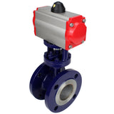 Vanne papillon d'eau Elephant WBV3EX-3432M-1W-F-ISO, matériau du corps - Acier au carbone, matériau du disque - Acier inoxydable AISI 316, joint - Métal, actionneur pneumatique PA-SA avec ressorts de rappel, 4M310-08 24V