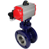 Vanne papillon d'eau Elephant WBV3EX-3432M-1W-F-ISO, matériau du corps - Acier au carbone, matériau du disque - Acier inoxydable AISI 316, joint - Métal, actionneur pneumatique PA-SA avec ressorts de rappel, 4M310-08 24V