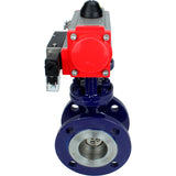 Vanne papillon d'eau Elephant WBV3EX-3432M-1W-F-ISO, matériau du corps - Acier au carbone, matériau du disque - Acier inoxydable AISI 316, joint - Métal, actionneur pneumatique PA-SA avec ressorts de rappel, 4M310-08 24V