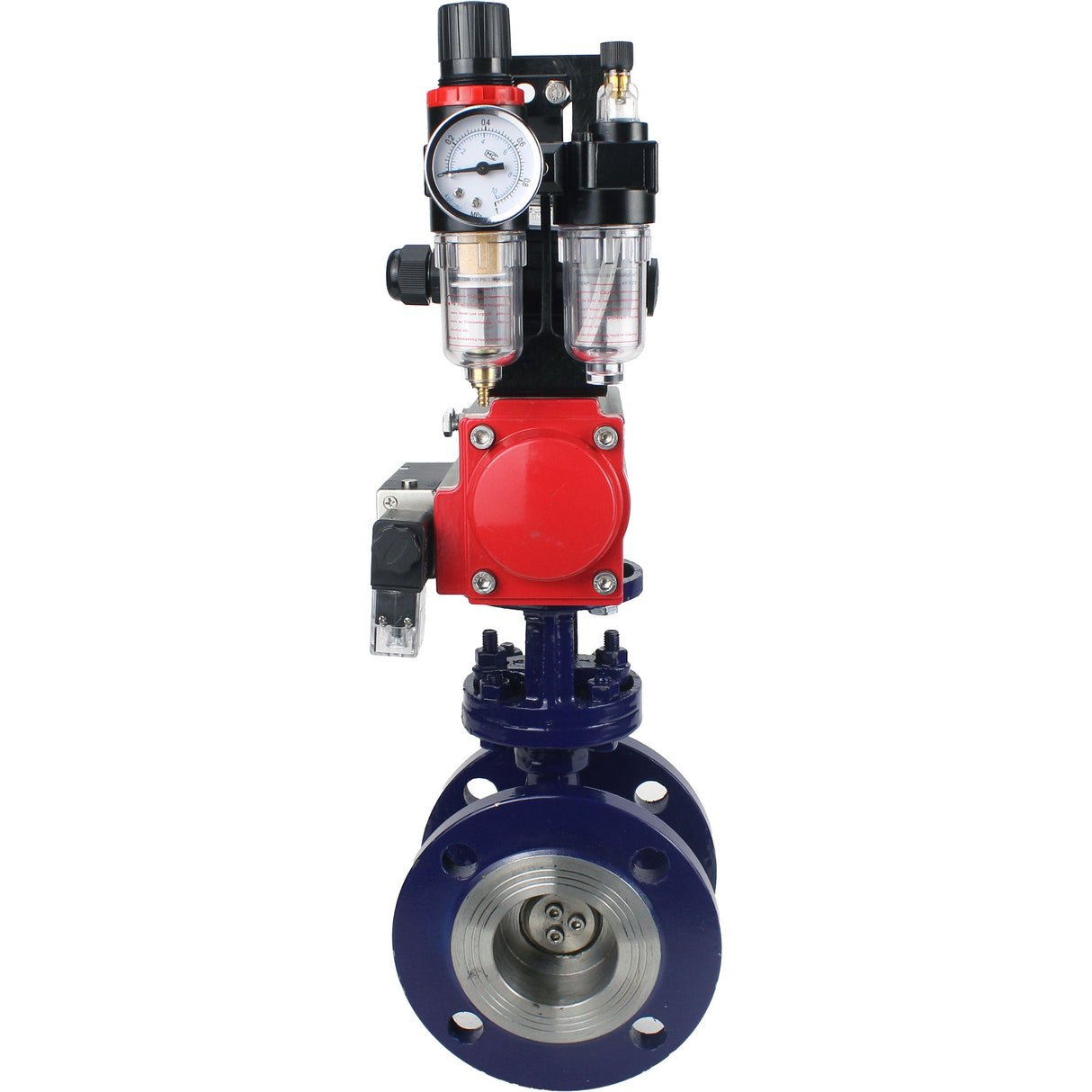 Vanne papillon d'eau Elephant WBV3EX-3432M-1W-F-ISO, matériau du corps - Acier au carbone, matériau du disque - Acier inoxydable AISI 316, joint - Métal, actionneur pneumatique PA-SA avec ressorts de rappel, 4M310-08 24V, BKV APL-210N BPV AFC2000