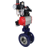 Vanne papillon d'eau Elephant WBV3EX-3432M-1W-F-ISO, matériau du corps - Acier au carbone, matériau du disque - Acier inoxydable AISI 316, joint - Métal, actionneur pneumatique PA-SA avec ressorts de rappel, 4M310-08 24V, BKV APL-210N BPV AFC2000