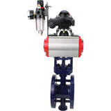 Vanne papillon d'eau Elephant WBV3EX-3432M-1W-F-ISO, matériau du corps - Acier au carbone, matériau du disque - Acier inoxydable AISI 316, joint - Métal, actionneur pneumatique PA-SA avec ressorts de rappel, 4M310-08 24V, BKV APL-210N BPV AFC2000