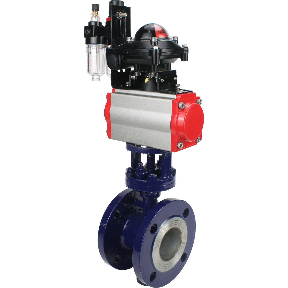 Vanne papillon d'eau Elephant WBV3EX-3432M-1W-F-ISO, matériau du corps - Acier au carbone, matériau du disque - Acier inoxydable AISI 316, joint - Métal, actionneur pneumatique PA-SA avec ressorts de rappel, 4M310-08 24V, BKV APL-210N BPV AFC2000