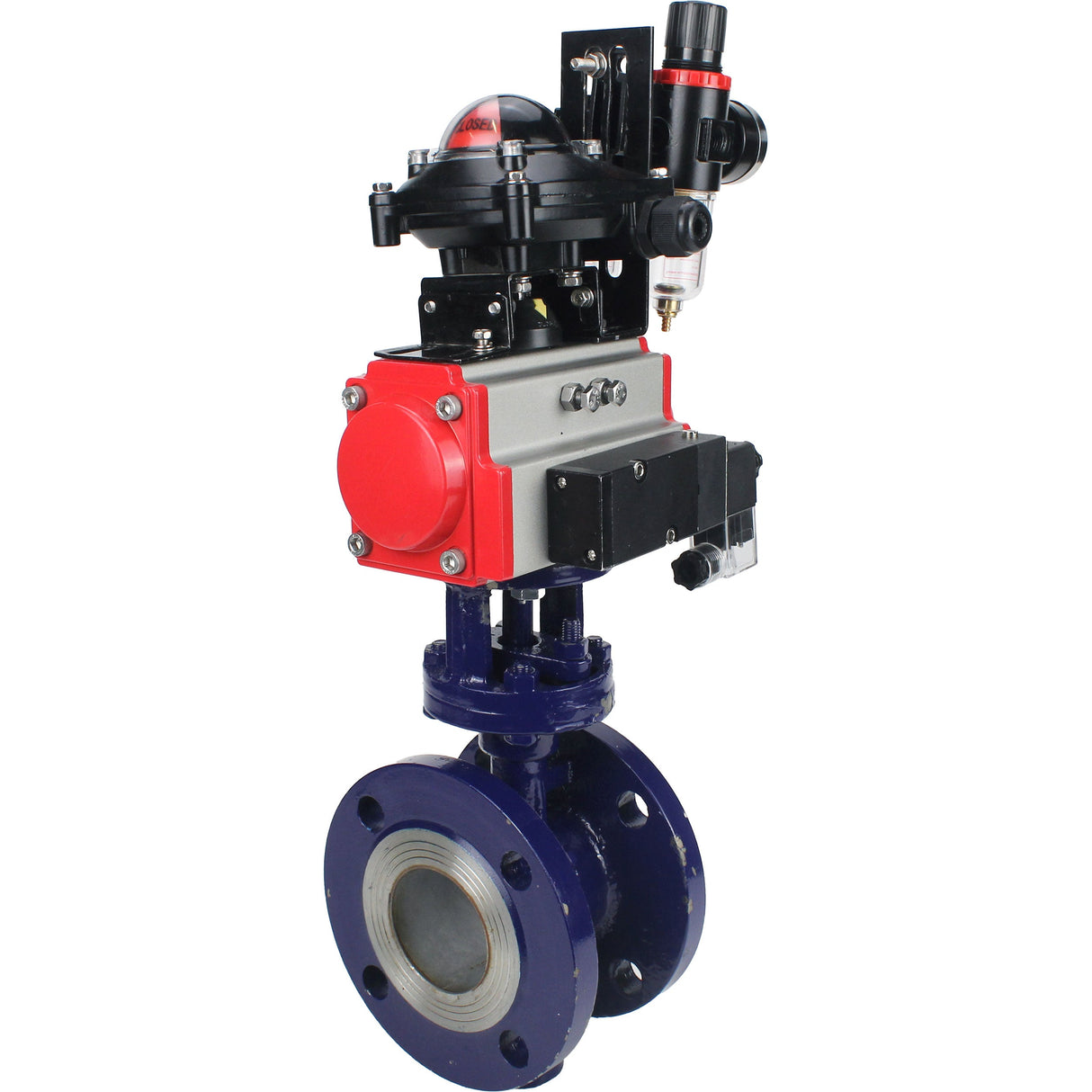 Vanne papillon d'eau Elephant WBV3EX-3432M-1W-F-ISO, matériau du corps - Acier au carbone, matériau du disque - Acier inoxydable AISI 316, joint - Métal, actionneur pneumatique PA-SA avec ressorts de rappel, 4M310-08 24V, BKV APL-210N BPV AFC2000