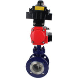 Vanne papillon d'eau Elephant WBV3EX-3432M-1W-F-ISO, matériau du corps - Acier au carbone, matériau du disque - Acier inoxydable AISI 316, joint - Métal, actionneur pneumatique PA-SA avec ressorts de rappel, 4M310-08 24V, BKV APL-410N EX