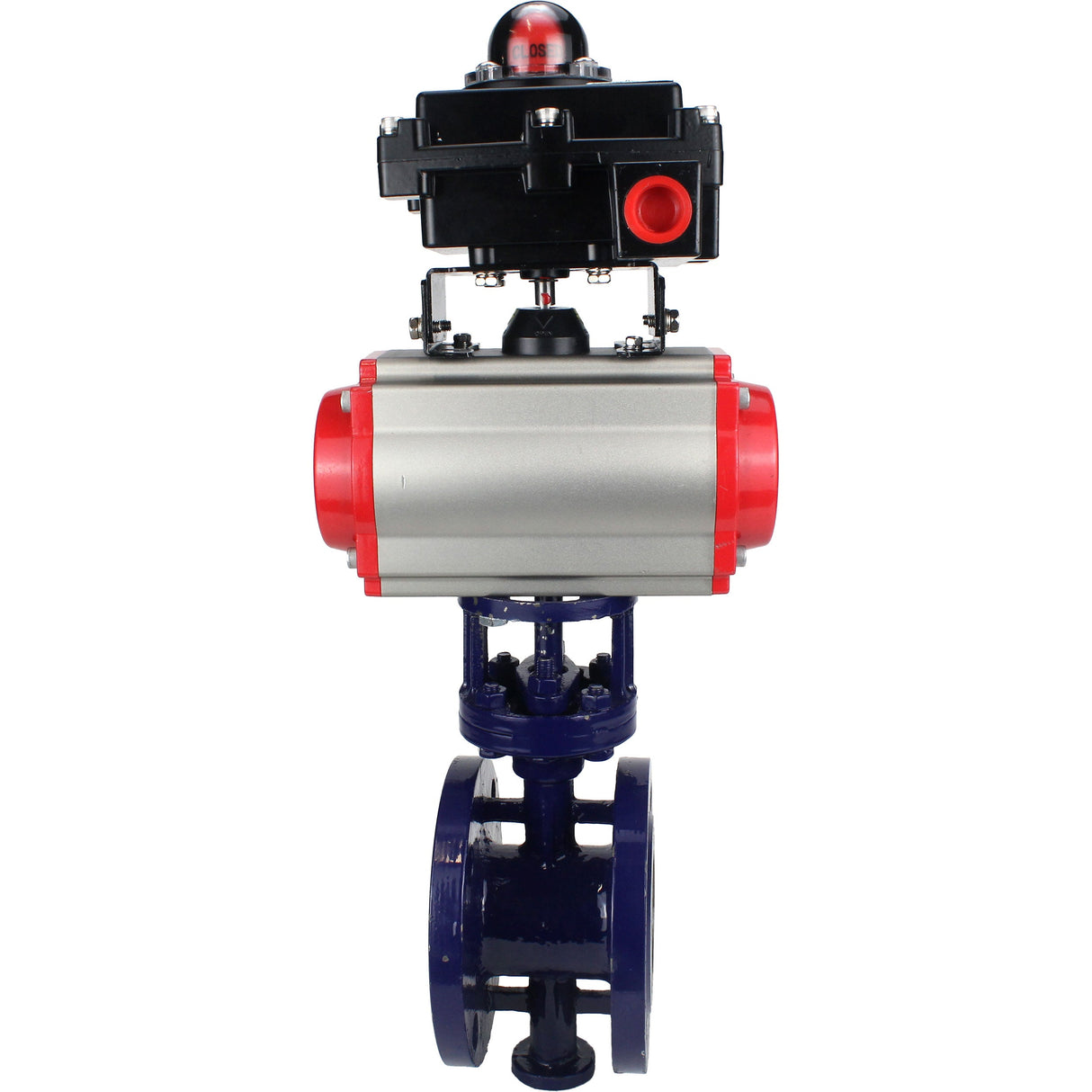 Vanne papillon d'eau Elephant WBV3EX-3432M-1W-F-ISO, matériau du corps - Acier au carbone, matériau du disque - Acier inoxydable AISI 316, joint - Métal, actionneur pneumatique PA-SA avec ressorts de rappel, 4M310-08 24V, BKV APL-410N EX