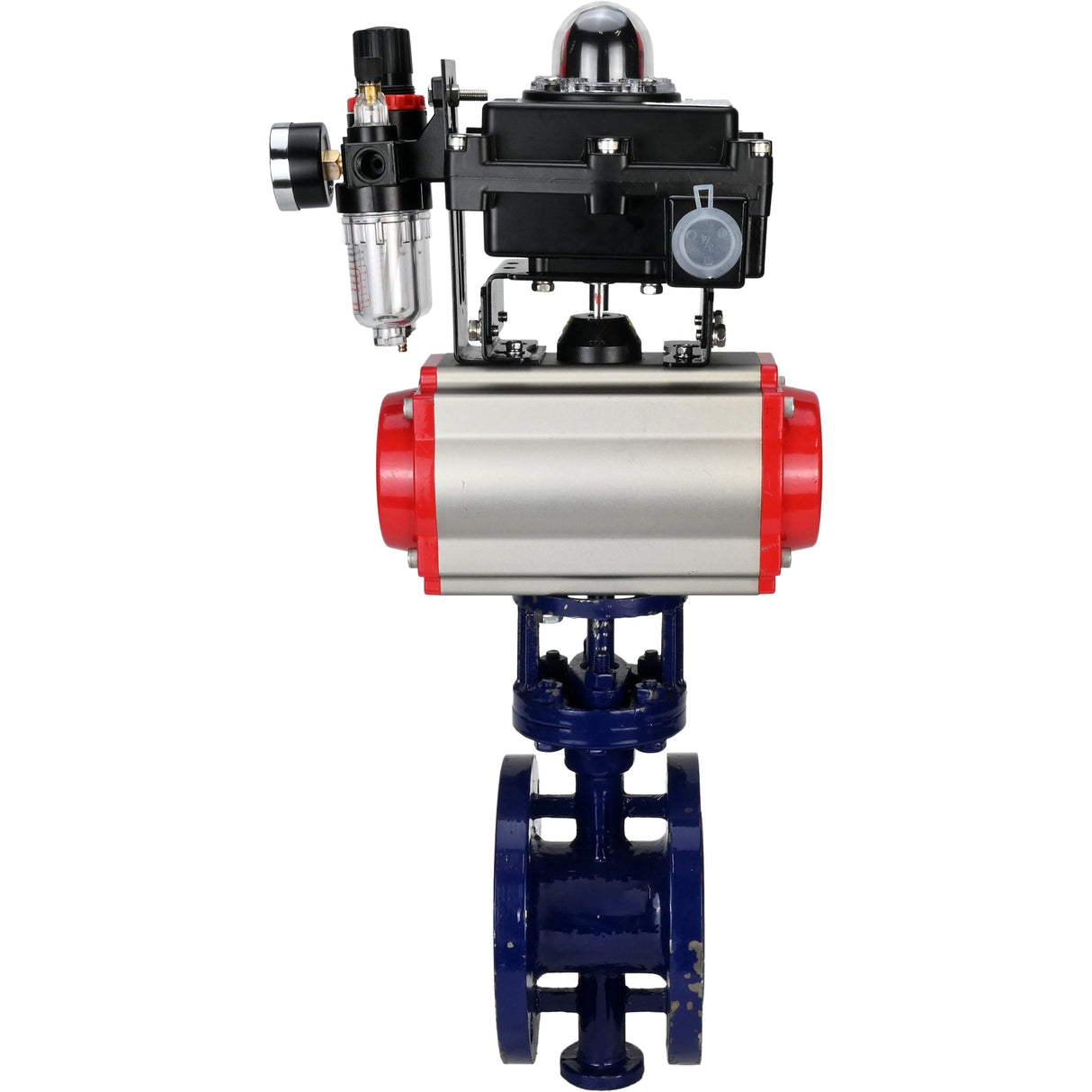 Vanne papillon d'eau Elephant WBV3EX-3432M-1W-F-ISO, matériau du corps - Acier au carbone, matériau du disque - Acier inoxydable AISI 316, joint - Métal, actionneur pneumatique PA-SA avec ressorts de rappel, 4M310-08 220V, BKV APL-410N EX BPV AFC2000