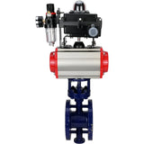 Vanne papillon d'eau Elephant WBV3EX-3432M-1W-F-ISO, matériau du corps - Acier au carbone, matériau du disque - Acier inoxydable AISI 316, joint - Métal, actionneur pneumatique PA-SA avec ressorts de rappel, 4M310-08 220V, BKV APL-410N EX BPV AFC2000