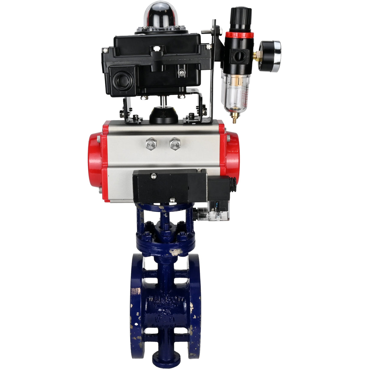 Vanne papillon d'eau Elephant WBV3EX-3432M-1W-F-ISO, matériau du corps - Acier au carbone, matériau du disque - Acier inoxydable AISI 316, joint - Métal, actionneur pneumatique PA-SA avec ressorts de rappel, 4M310-08 24V, BKV APL-410N EX BPV AFC2000