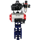 Vanne papillon d'eau Elephant WBV3EX-3432M-1W-F-ISO, matériau du corps - Acier au carbone, matériau du disque - Acier inoxydable AISI 316, joint - Métal, actionneur pneumatique PA-SA avec ressorts de rappel, 4M310-08 24V, BKV APL-410N EX BPV AFC2000