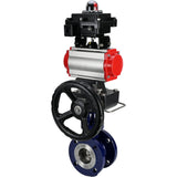 Vanne papillon d'eau Elephant WBV3EX-3432M-1W-F-ISO, matériau du corps - Acier au carbone, matériau du disque - Acier inoxydable AISI 316, joint - Métal, actionneur pneumatique PA-DA double action, 4M310-08 24V, BKV APL-410N EX, volant MON