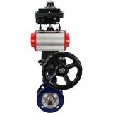 Vanne papillon d'eau Elephant WBV3EX-3432M-1W-F-ISO, matériau du corps - Acier au carbone, matériau du disque - Acier inoxydable AISI 316, joint - Métal, actionneur pneumatique PA-DA double action, 4M310-08 220V, BKV APL-410N EX, volant MON