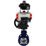 Vanne papillon d'eau Elephant WBV3EX-3432M-1W-F-ISO, matériau du corps - Acier au carbone, matériau du disque - Acier inoxydable AISI 316, joint - Métal, actionneur pneumatique PA-DA double action, 4M310-08 220V, BKV APL-410N EX, volant MON