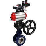 Vanne papillon d'eau Elephant WBV3EX-3432M-1W-F-ISO, matériau du corps - Acier au carbone, matériau du disque - Acier inoxydable AISI 316, joint - Métal, actionneur pneumatique PA-DA double action, 4M310-08 24V, BKV APL-210N, volant MON, BPV AFC2000