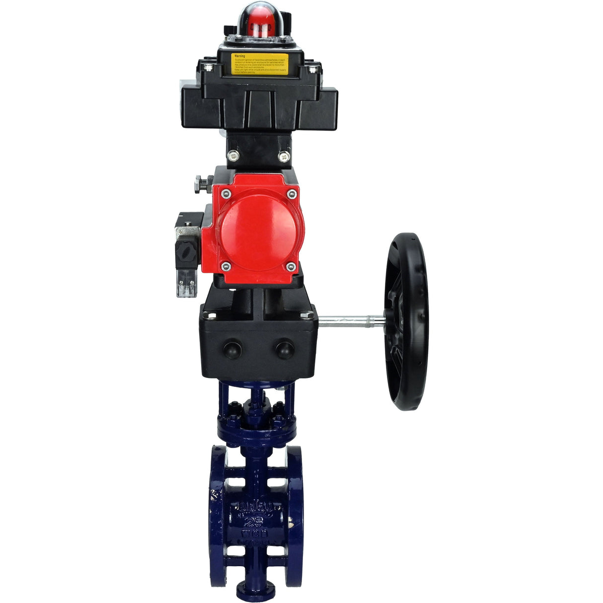 Vanne papillon d'eau Elephant WBV3EX-3432M-1W-F-ISO, matériau du corps - Acier au carbone, matériau du disque - Acier inoxydable AISI 316, joint - Métal, actionneur pneumatique PA-DA double action, 4M310-08 220V, BKV APL-410N EX, volant MON, BPV AFC2000