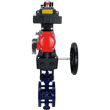 Vanne papillon d'eau Elephant WBV3EX-3432M-1W-F-ISO, matériau du corps - Acier au carbone, matériau du disque - Acier inoxydable AISI 316, joint - Métal, actionneur pneumatique PA-DA double action, 4M310-08 220V, BKV APL-410N EX, volant MON, BPV AFC2000