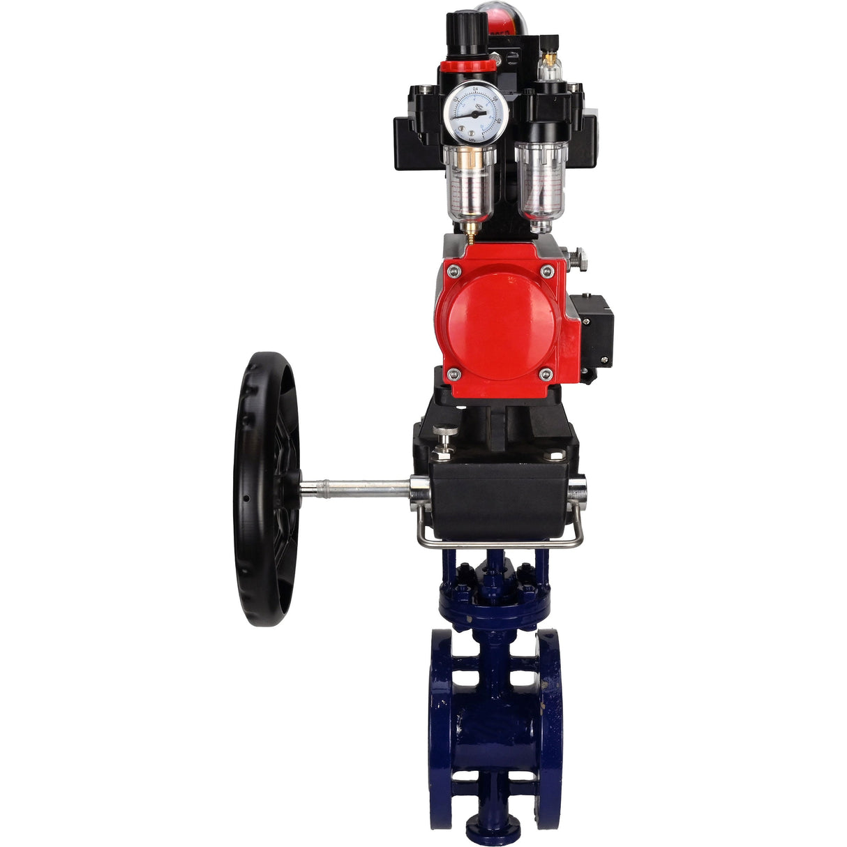 Vanne papillon d'eau Elephant WBV3EX-3432M-1W-F-ISO, matériau du corps - Acier au carbone, matériau du disque - Acier inoxydable AISI 316, joint - Métal, actionneur pneumatique PA-DA double action, 4M310-08 24V, BKV APL-410N EX, volant MON, BPV AFC2000