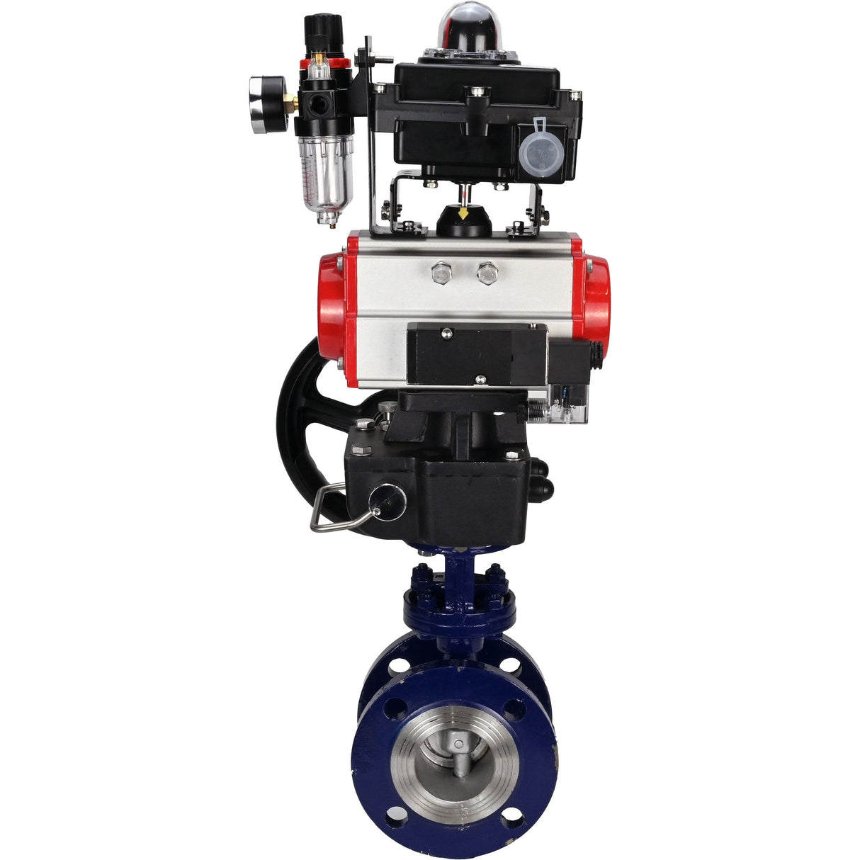 Vanne papillon d'eau Elephant WBV3EX-3432M-1W-F-ISO, matériau du corps - Acier au carbone, matériau du disque - Acier inoxydable AISI 316, joint - Métal, actionneur pneumatique PA-DA double action, 4M310-08 220V, BKV APL-410N EX, volant MON, BPV AFC2000