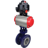 Vanne papillon d'eau Elephant WBV3EX-3432M-1W-F-ISO, matériau du corps - Acier au carbone, matériau du disque - Acier inoxydable AISI 316, joint - Métal, actionneur pneumatique PA-SA avec ressorts de rappel, 4M310-08 24V, BKV APL-510N EX