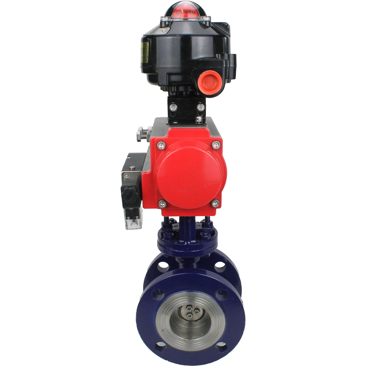 Vanne papillon d'eau Elephant WBV3EX-3432M-1W-F-ISO, matériau du corps - Acier au carbone, matériau du disque - Acier inoxydable AISI 316, joint - Métal, actionneur pneumatique PA-SA avec ressorts de rappel, 4M310-08 24V, BKV APL-510N EX