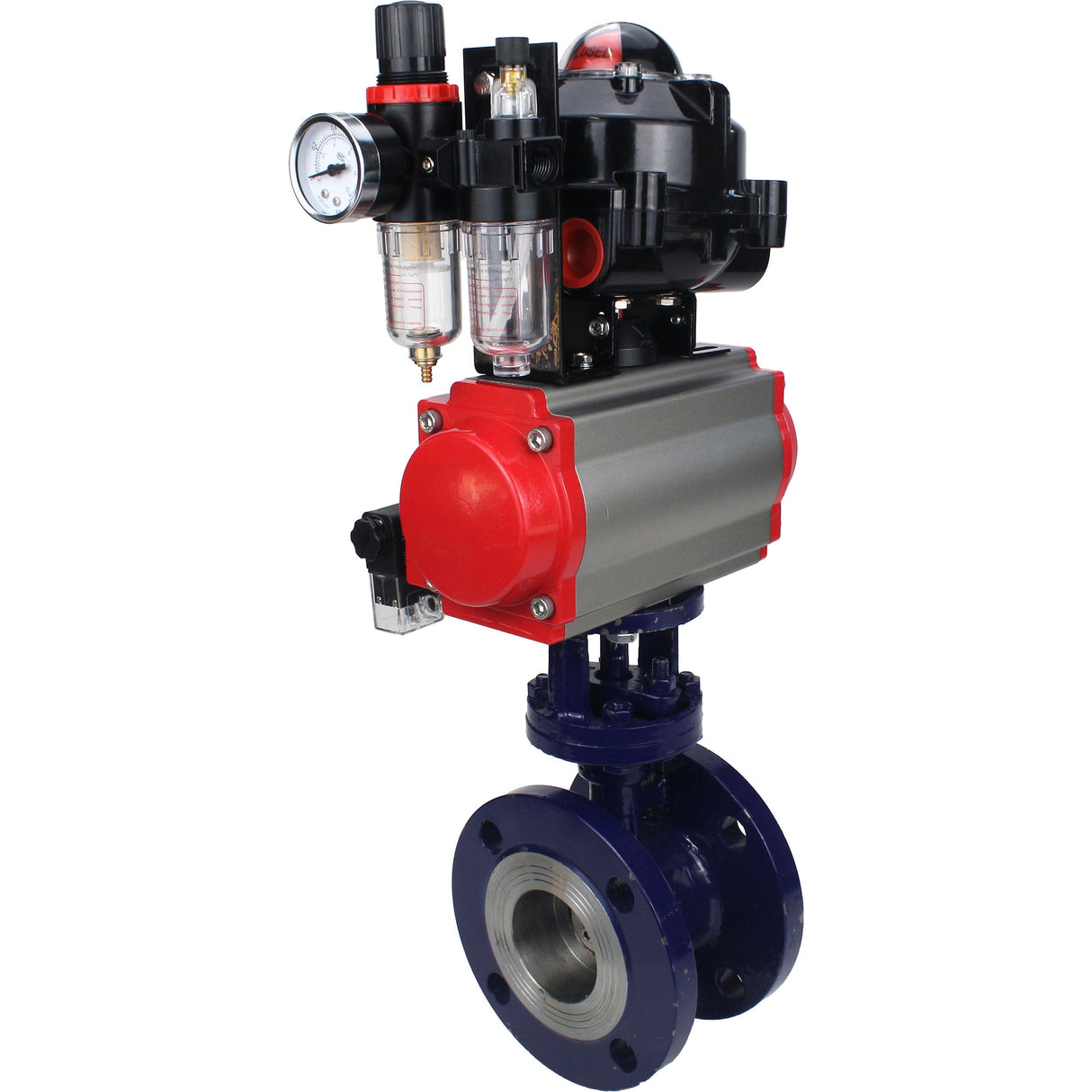 Vanne papillon d'eau Elephant WBV3EX-3432M-1W-F-ISO, matériau du corps - Acier au carbone, matériau du disque - Acier inoxydable AISI 316, joint - Métal, actionneur pneumatique PA-SA avec ressorts de rappel, 4M310-08 24V, BKV APL-510N EX, BPV AFC2000