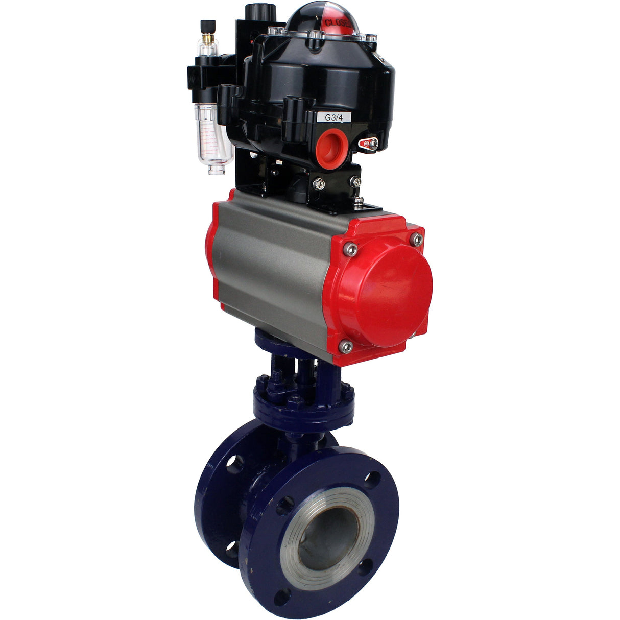 Vanne papillon d'eau Elephant WBV3EX-3432M-1W-F-ISO, matériau du corps - Acier au carbone, matériau du disque - Acier inoxydable AISI 316, joint - Métal, actionneur pneumatique PA-SA avec ressorts de rappel, 4M310-08 24V, BKV APL-510N EX, BPV AFC2000