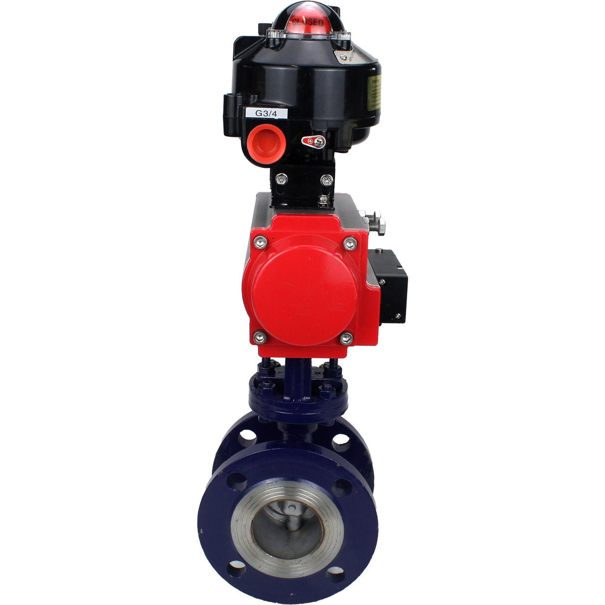 Vanne papillon d'eau Elephant WBV3EX-3432M-1W-F-ISO, matériau du corps - Acier au carbone, matériau du disque - Acier inoxydable AISI 316, joint - Métal, actionneur pneumatique PA-SA avec ressorts de rappel, 4M310-08 220V, BKV APL-510N EX, BPV AFC2000
