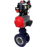 Vanne papillon d'eau Elephant WBV3EX-3432M-1W-F-ISO, matériau du corps - Acier au carbone, matériau du disque - Acier inoxydable AISI 316, joint - Métal, actionneur pneumatique PA-SA avec ressorts de rappel, 4M310-08 24V, BKV APL-510N EX, BPV AFC2000
