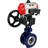 Vanne papillon d'eau Elephant WBV3EX-3432M-1W-F-ISO, matériau du corps - Acier au carbone, matériau du disque - Acier inoxydable AISI 316, joint - Métal, actionneur pneumatique PA-DA double action, volant 4M310-08 220V MON