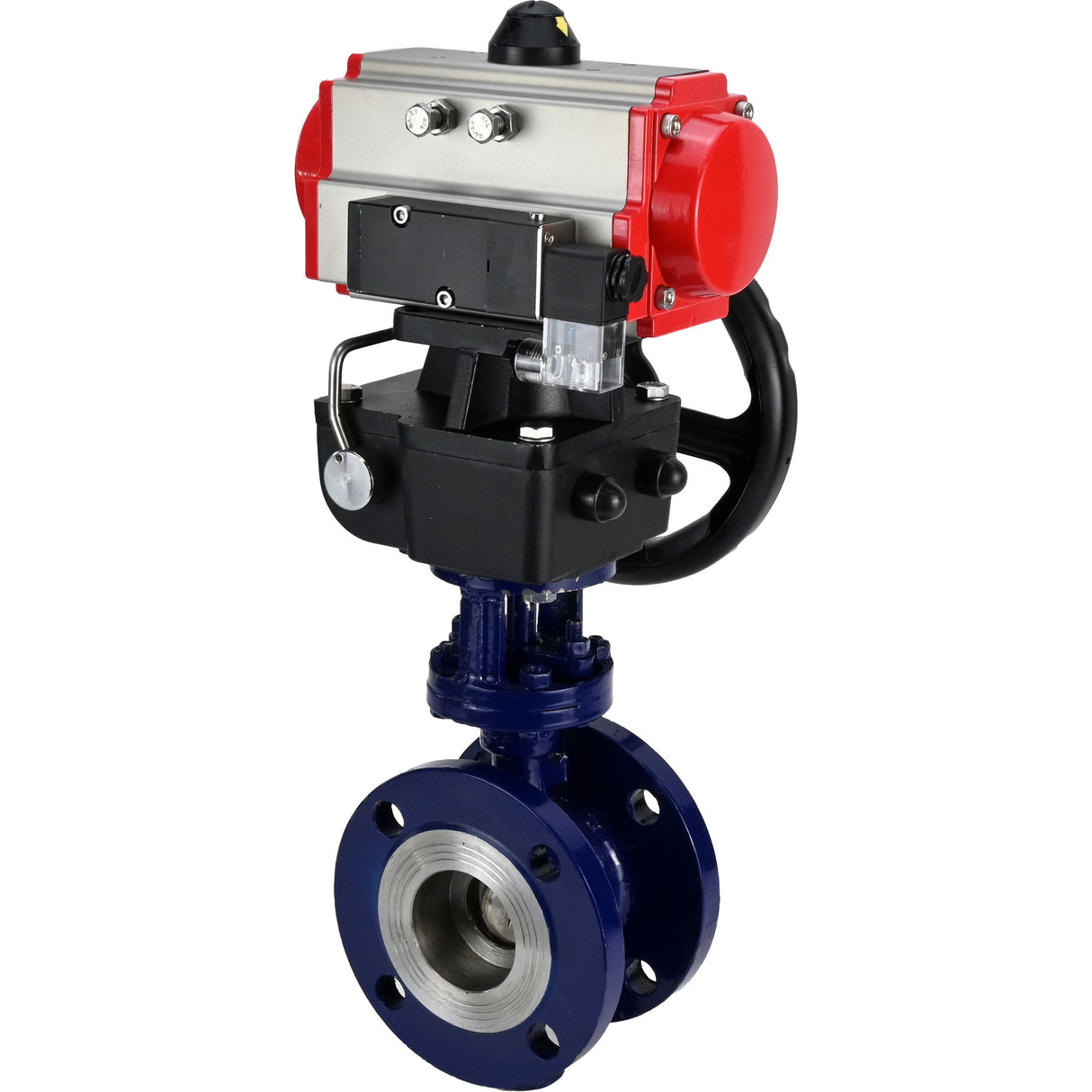 Vanne papillon d'eau Elephant WBV3EX-3432M-1W-F-ISO, matériau du corps - Acier au carbone, matériau du disque - Acier inoxydable AISI 316, joint - Métal, actionneur pneumatique PA-DA double action, volant 4M310-08 24V MON