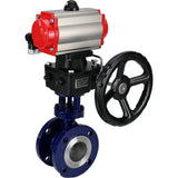 Vanne papillon d'eau Elephant WBV3EX-3432M-1W-F-ISO, matériau du corps - Acier au carbone, matériau du disque - Acier inoxydable AISI 316, joint - Métal, actionneur pneumatique PA-DA double action, volant 4M310-08 220V MON