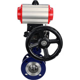 Vanne papillon d'eau Elephant WBV3EX-3432M-1W-F-ISO, matériau du corps - Acier au carbone, matériau du disque - Acier inoxydable AISI 316, joint - Métal, actionneur pneumatique PA-DA double action, volant 4M310-08 24V MON