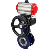 Vanne papillon d'eau Elephant WBV3EX-3432M-1W-F-ISO, matériau du corps - Acier au carbone, matériau du disque - Acier inoxydable AISI 316, joint - Métal, actionneur pneumatique PA-DA double action, volant 4M310-08 220V MON