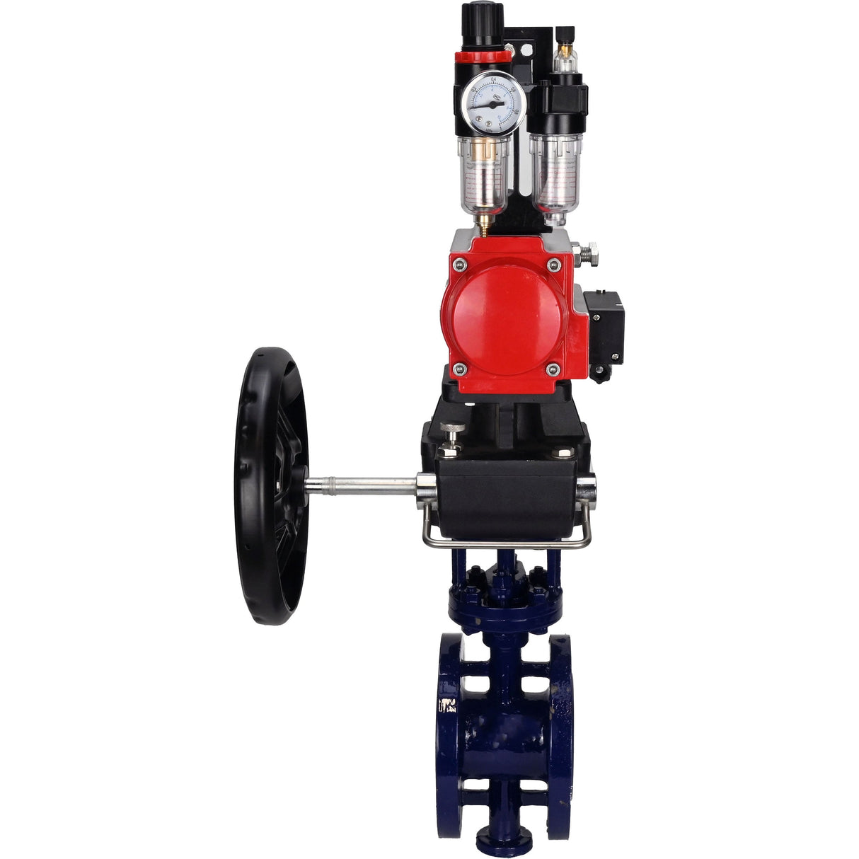 Vanne papillon d'eau Elephant WBV3EX-3432M-1W-F-ISO, matériau du corps - Acier au carbone, matériau du disque - Acier inoxydable AISI 316, joint - Métal, actionneur pneumatique PA-DA double action, volant manuel 4M310-08 24 V MON, BPV AFC2000