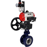 Vanne papillon d'eau Elephant WBV3EX-3431M-1W-F-ISO, matériau du corps - Acier au carbone, matériau du disque - Acier inoxydable AISI 304, joint - Métal, actionneur pneumatique PA-DA double action, volant manuel 4M310-08 220 V MON, BPV AFC2000