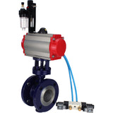 Vanne papillon d'eau Elephant WBV3EX-3432M-1W-F-ISO, matériau du corps - Acier au carbone, matériau du disque - Acier inoxydable AISI 316, joint - Métal, actionneur pneumatique PA-SA avec ressorts de rappel, 4V320-08 220V BPV AFC2000