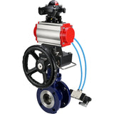 Vanne papillon d'eau Elephant WBV3EX-3432M-1W-F-ISO, matériau du corps - Acier au carbone, matériau du disque - Acier inoxydable AISI 316, joint - Métal, actionneur pneumatique PA-DA double action, 4V320-08 220V, BKV APL-210N, volant MON