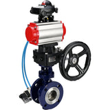 Vanne papillon d'eau Elephant WBV3EX-3432M-1W-F-ISO, matériau du corps - Acier au carbone, matériau du disque - Acier inoxydable AISI 316, joint - Métal, actionneur pneumatique PA-DA double action, 4V320-08 220V, BKV APL-210N, volant MON