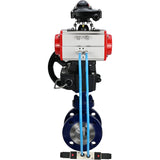 Vanne papillon d'eau Elephant WBV3EX-3432M-1W-F-ISO, matériau du corps - Acier au carbone, matériau du disque - Acier inoxydable AISI 316, joint - Métal, actionneur pneumatique PA-DA double action, 4V320-08 220V, BKV APL-210N, volant MON