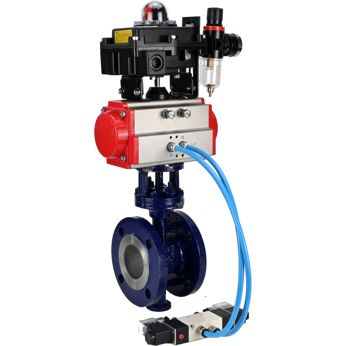 Vanne papillon d'eau Elephant WBV3EX-3432M-1W-F-ISO, matériau du corps - Acier au carbone, matériau du disque - Acier inoxydable AISI 316, joint - Métal, actionneur pneumatique PA-SA avec ressorts de rappel, 4V320-10 220V, BKV APL-410N EX BPV AFC2000