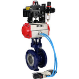 Vanne papillon d'eau Elephant WBV3EX-3432M-1W-F-ISO, matériau du corps - Acier au carbone, matériau du disque - Acier inoxydable AISI 316, joint - Métal, actionneur pneumatique PA-SA avec ressorts de rappel, 4V320-10 220V, BKV APL-410N EX BPV AFC2000