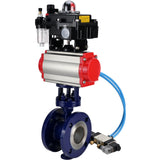 Vanne papillon d'eau Elephant WBV3EX-3432M-1W-F-ISO, matériau du corps - Acier au carbone, matériau du disque - Acier inoxydable AISI 316, joint - Métal, actionneur pneumatique PA-SA avec ressorts de rappel, 4V320-10 220V, BKV APL-410N EX BPV AFC2000