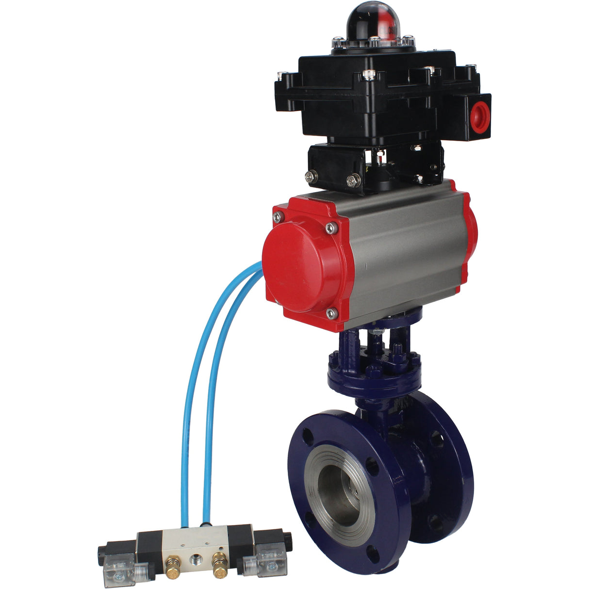 Vanne papillon d'eau Elephant WBV3EX-3431M-1W-F-ISO, matériau du corps - Acier au carbone, matériau du disque - Acier inoxydable AISI 304, joint - Métal, actionneur pneumatique PA-SA avec ressorts de rappel, 4V320-08 220V, BKV APL-410N EX