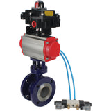Vanne papillon d'eau Elephant WBV3EX-3431M-1W-F-ISO, matériau du corps - Acier au carbone, matériau du disque - Acier inoxydable AISI 304, joint - Métal, actionneur pneumatique PA-SA avec ressorts de rappel, 4V320-08 220V, BKV APL-410N EX