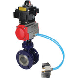 Vanne papillon d'eau Elephant WBV3EX-3431M-1W-F-ISO, matériau du corps - Acier au carbone, matériau du disque - Acier inoxydable AISI 304, joint - Métal, actionneur pneumatique PA-SA avec ressorts de rappel, 4V320-08 220V, BKV APL-410N EX