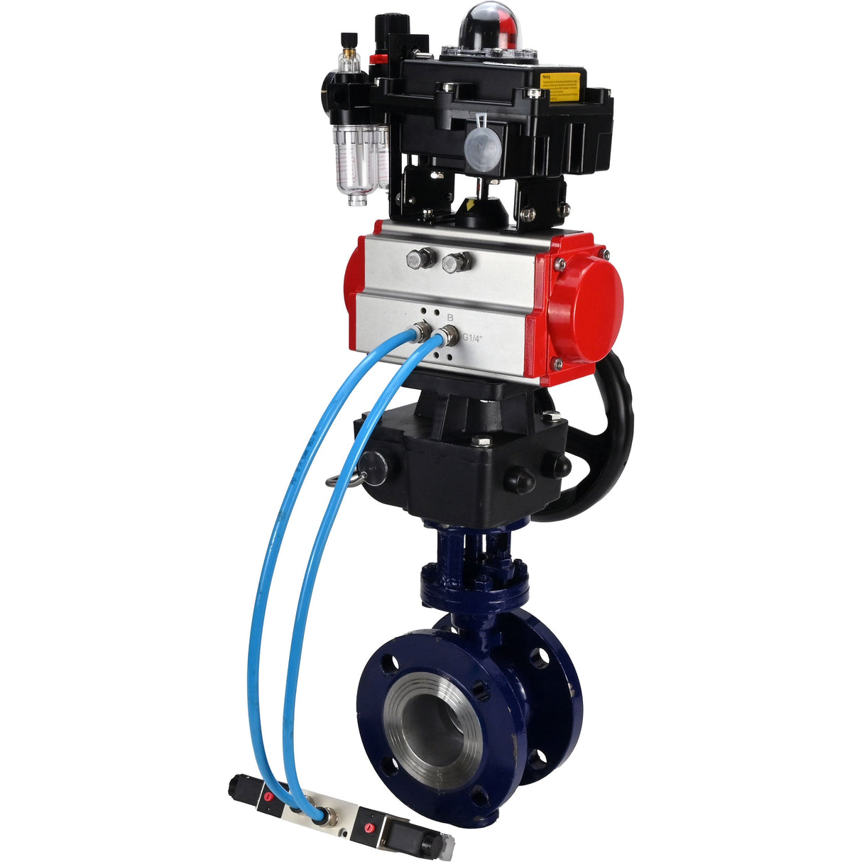 Vanne papillon d'eau Elephant WBV3EX-3432M-1W-F-ISO, matériau du corps - Acier au carbone, matériau du disque - Acier inoxydable AISI 316, joint - Métal, actionneur pneumatique PA-DA double action, 4V320-08 220V, BKV APL-410N EX, volant MON, BPV AFC2000