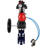 Vanne papillon d'eau Elephant WBV3EX-3432M-1W-F-ISO, matériau du corps - Acier au carbone, matériau du disque - Acier inoxydable AISI 316, joint - Métal, actionneur pneumatique PA-DA double action, 4V320-08 220V, BKV APL-410N EX, volant MON, BPV AFC2000