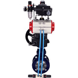 Vanne papillon d'eau Elephant WBV3EX-3432M-1W-F-ISO, matériau du corps - Acier au carbone, matériau du disque - Acier inoxydable AISI 316, joint - Métal, actionneur pneumatique PA-DA double action, 4V320-10 220V, BKV APL-410N EX, volant MON, BPV AFC2000
